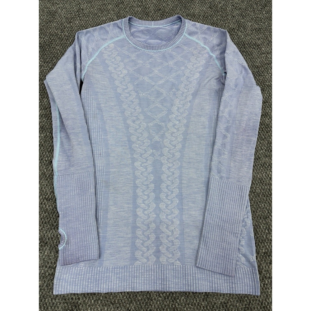 Lululemon Size 6 Rest Less Pullover Heathered Blue Long Sleeve Midlayer